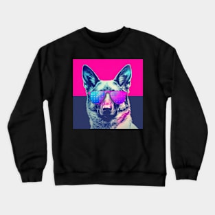 German shepherd, vaporwave, patriotic dog, patriot's day Crewneck Sweatshirt